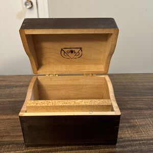 Collectible Owl Brand Wood Recipe Card File‎ Box